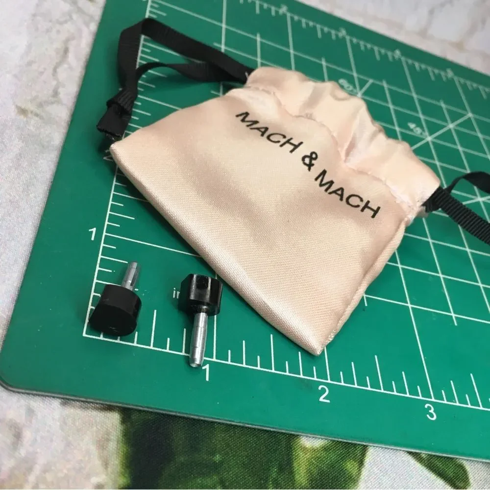 Mack & Mach mini pink satin drawstring dustbag AND black heel taps 2.5” x 2.5”